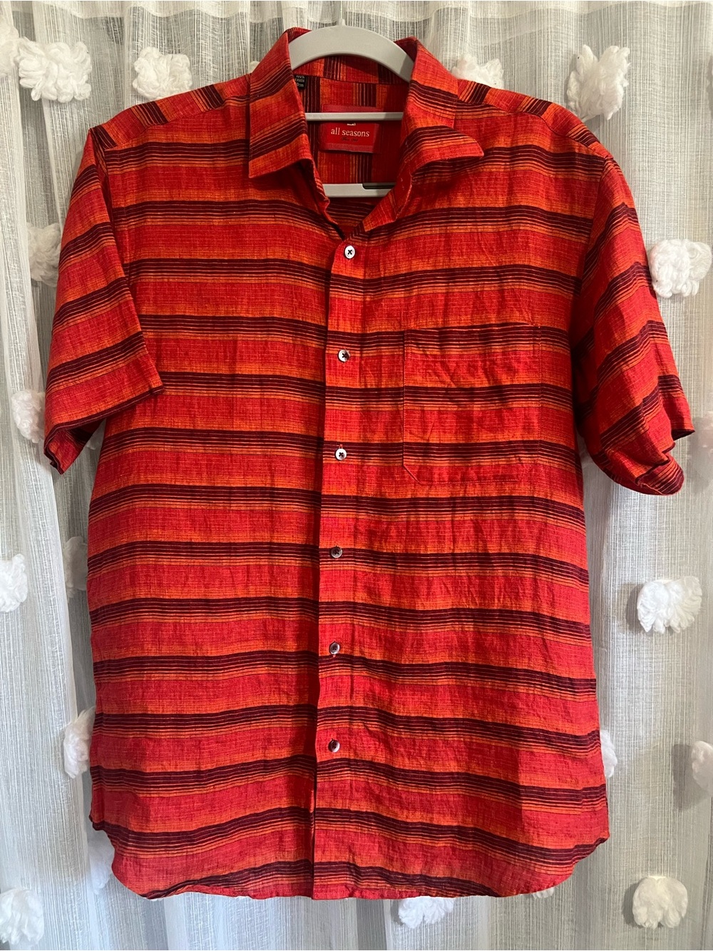 All seasons Red Striped Short-Sleeve Shirt